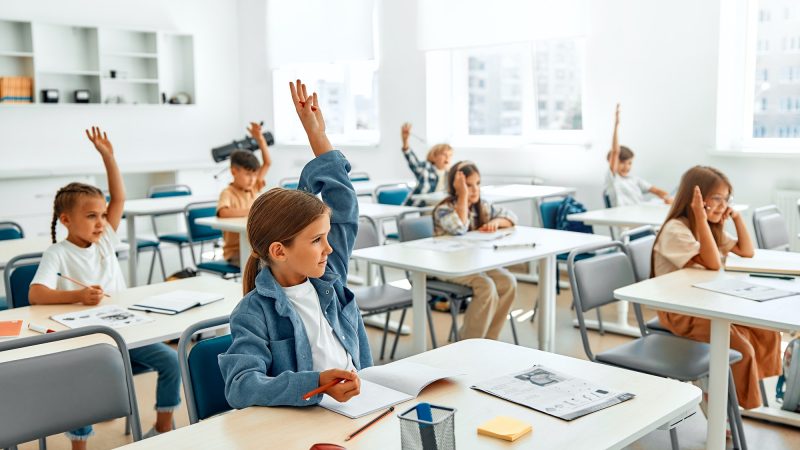 Children learning in a school classroom